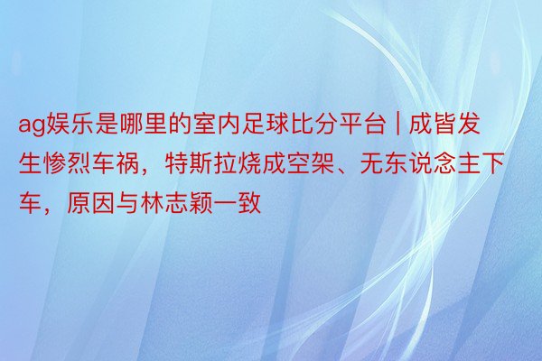 ag娱乐是哪里的室内足球比分平台 | 成皆发生惨烈车祸，特斯拉烧成空架、无东说念主下车，原因与林志颖一致