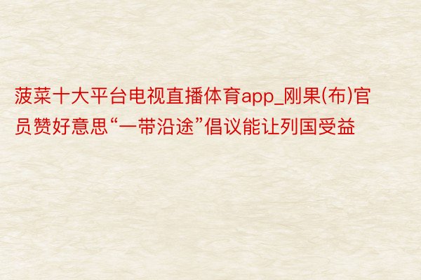 菠菜十大平台电视直播体育app_刚果(布)官员赞好意思“一带沿途”倡议能让列国受益
