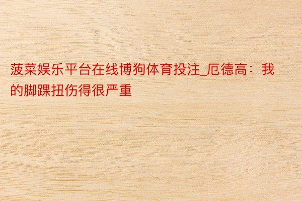 菠菜娱乐平台在线博狗体育投注_厄德高：我的脚踝扭伤得很严重